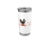 EKG Heartbeat Terrier russe Mon chien est ma Saint-Valentin Gobelet isotherme en acier inoxydable double paroi