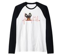 EKG Heartbeat Terrier Russe Mon Chien est ma Saint-Valentin Manche Raglan