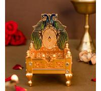 Ekhasa Dieu en métal Singhasan pour Laddu Gopal - Krishna Ji & Thakur Ji Singhasan Chowki pour Mandir | Chaise décorative Pooja Singhasan et dieu idole pour décoration de temple de la maison