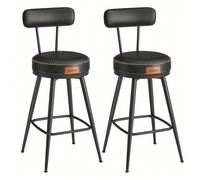 EKHO Collection - Tabouret de Bar, Lot de 2, Chaise de Cuisine, Siège Rembourré, PU avec Coutures, Style Moderne Mi-siècle, Hauteur 65 cm, pour Cuisine, Bar, Noir À propos de cet article[Le style parl