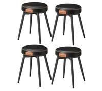 Ekho Collection - Tabouret De Salle À Manger, Lot De 4, Chaise De Cuisine, Siège Rembourré, Pu Avec Coutures, Style Moderne Mi-Siècle, Hauteur 48,2 Cm, Salon, Bureau, Noir D'encre