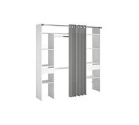 Generique Kit-dressing ARTIC, rideau, décor blanc, 2 colonnes/2 penderies/2 tiroirs, L198×P40×H203cm