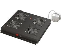 EKIVALAN Kit 4 ventilateurs avec thermostat, fixation toit, noir