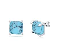 EKJQB - Boucles d'oreilles à tige en argent sterling S925 pour femme - Pierre précieuse turquoise - Cadeau pour femme, maman et elle - Taille M - Turquoise