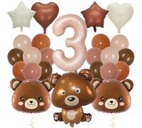 EKKONG Ballon Animaux, Nounours Ballons Anniversaire 24 Pièces Ours Decoration Fête pour 1/2/3 Ans Décoration de Baby Shower Anniversaire Enfant (3)