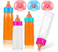 EKKONG Biberon Magique,7 Pièces Biberons Magiques pour Poupées avec Tétine,New Born Baby Bouteille Magique,Biberon à Lait Magique Biberon de Poupée (Orange 7)
