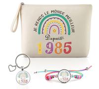EKKONG Cadeau Femme 40 Ans, Anniversaire 40 Ans Femme avec Trousse de Maquillage, Bracelet et Porte-Clés - JE RENDS LE MONDE MEILLEUR DEPUIS 1985", 1985 Cadeau Personnalisé pour Mère Collègue (1985)