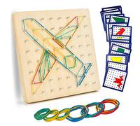 EKKONG Jouets enfant3 4 5 6ans,Jeu Montessori,Jouet en Bois,Géoboard en Bois avec Cartes de Motifs D'activité et Rubber Band