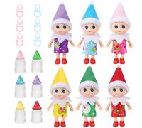 EKKONG Lutin Farceur de Noel, Elfe de Noel Farceurs 6 Bebe Petit Lutin Farceur de Noel, 6 Biberons, 6 Tétines pour Jouet de Décorations de Noël Garçon Fille