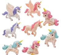 EKKONG Mini Figurine Licorne, 8 Pièces Licornes Figurines pour Enfants Decoration Gateau Licorne Petite Figurine pour Filles Bureau-, Bibliothèque-, Fête d'anniversaire-, Gâteau- Décoration