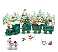 EKKONG Mini Train en Bois,Deco Noel Train Noël Décorations,décoration de Noel,Caravane Miniature Christmas Decorations,Mini Figurine décoration intérieure Maison (Vert)