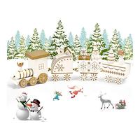 EKKONG Mini Train en Bois,Deco Noel Train Noël Décorations,décoration de Noel,Caravane Miniature Christmas Decorations,Mini Figurine décoration intérieure Maison (Blanc)