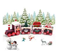 EKKONG Mini Train en Bois,Deco Noel Train Noël Décorations,décoration de Noel,Caravane Miniature Christmas Decorations,Mini Figurine décoration intérieure Maison (Marron)