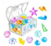 EKKONG Plongée Pierres Précieuses, Pierres Précieuses de Jouet, 36 Gemmes de Plongée Colorés et 1 Coffre Tresor, Acrylique Gemme en Jouet pour Piscines, Plages et Chasses au Trésor (Argent)