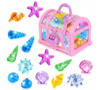 EKKONG Plongée Pierres Précieuses, Pierres Précieuses de Jouet, 36 Gemmes de Plongée Colorés et 1 Coffre Tresor, Acrylique Gemme en Jouet pour Piscines, Plages et Chasses au Trésor (Rosa)