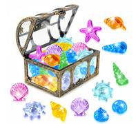 EKKONG Plongée Pierres Précieuses, Pierres Précieuses de Jouet, 36 Gemmes de Plongée Colorés et 1 Coffre Tresor, Acrylique Gemme en Jouet pour Piscines, Plages et Chasses au Trésor (Bronze)