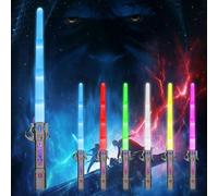 EKKONG Sabre Laser pour Enfants,Abre Laser, Épée Laser à Double Lame avec 7 Couleurs et Effets Sonores |Rechargeable USB, Cosplay Fête d'anniversaire Cadeaux (Noir)