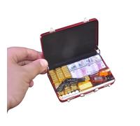 EKKZ Ensemble de valises miniatures à l'échelle 1:6 comprenant de fausses barres dorées, des paquets de billets de 100 dollars, des pièces classiques et des mini armes, des accessoires uniques pour