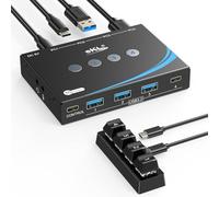 eKL Commutateur USB 3.2 pour 4 ordinateurs, 2 entrées USB-C + 2 entrées USB-A 10 Gbit/s, partagez 1 USB-C + 3 périphériques USB-A comme une souris, un clavier, une imprimante, un scanner, avec micro