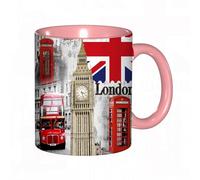 EKLMPS Original Mug en céramique,idéal comme cadeau,impression de haute qualité,mug à motifs,mug à thé,à café,330ml,Londres Angleterre Ville Monument Rétro Union Téléphone Bus Big Ben Drapeau,