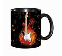 EKLMPS Original Mug en céramique,idéal comme cadeau,impression de haute qualité,mug à motifs,mug à thé,à café,330ml,guitare en feu