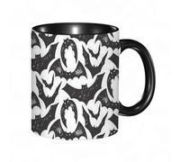 EKLMPS Original Mug en céramique,idéal comme cadeau,impression de haute qualité,mug à motifs,mug à thé,à café,330ml,Motif désordonné avec des chauves-souris pour Halloween