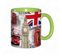 EKLMPS Original Mug en céramique,idéal comme cadeau,impression de haute qualité,mug à motifs,mug à thé,à café,330ml,Londres Angleterre Ville Monument Rétro Union Téléphone Bus Big Ben Drapeau,