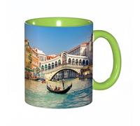 EKLMPS Original Mug en céramique,idéal comme cadeau,impression de haute qualité,mug à motifs,mug à thé,à café,330ml,Gondole près du pont du Rialto à Venise, Italie