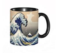 EKLMPS Original Mug en céramique,idéal comme cadeau,impression de haute qualité,mug à motifs,mug à thé,à café,330ml,Ukiyoe Hokusai Katsushika Trente-six vues du mont Fuji La grande vague