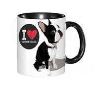 EKLMPS Original Mug en céramique,idéal comme cadeau,impression de haute qualité,mug à motifs,mug à thé,à café,330ml,Boston Terrier Gros plan Chien domestique Boston Love Textures Animaux de compagnie