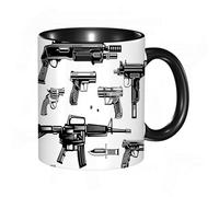 EKLMPS Original Mug en céramique,idéal comme cadeau,impression de haute qualité,mug à motifs,mug à thé,à café,330ml, Armes à feu pistolet et revolver