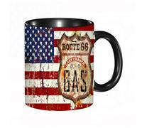 EKLMPS Original Mug en céramique,idéal comme cadeau,impression de haute qualité,mug à motifs,mug à thé,à café,330ml,Panneau vintage de station-service Route 66