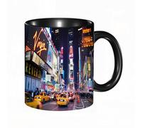 EKLMPS Original Mug en céramique,idéal comme cadeau,impression de haute qualité,mug à motifs,mug à thé,à café,330ml,Théâtres Broadway et panneaux LED animés à New York Times Square New York City USA