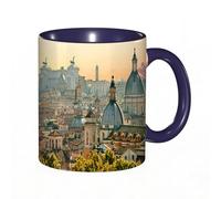 EKLMPS Original Mug en céramique,idéal comme cadeau,impression de haute qualité,mug à motifs,mug à thé,à café,330ml,Ville, vue de Rome depuis le château Saint-Ange, monument historique du Vatican, Ita