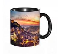 EKLMPS Original Mug en céramique,idéal comme cadeau,impression de haute qualité,mug à motifs,mug à thé,à café,330ml,Vieille ville de Jérusalem, centre historique de la ville, Israël, vue au crépuscule