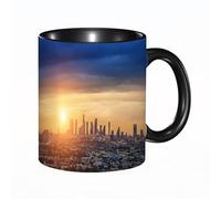 EKLMPS Original Mug en céramique,idéal comme cadeau,impression de haute qualité,mug à motifs,mug à thé,à café,330ml,Ville, lever de soleil à Los Angeles Architecture urbaine Paysage tranquille Ciel ma
