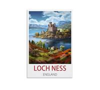 EKMCL Panneau en métal, panneau en étain, Loch Ness, Angleterre, panneaux de grotte, plaque d’art, affiche de décoration murale pour la maison, cuisine, bar, club, café, verger, décoration 30x30cm