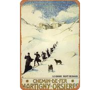 EKMCL Panneau vintage en métal pour moines, ski, col du Grand Saint-Bernard, voyage, bar, club, grotte, maison, cuisine, décoration murale, rustique, amusant, 30 x 30 cm