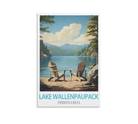 EKMCL Panneaux en barre métallique, Lake Wallenpaupack Pennsylvanie, panneaux en tôle de voyage, affiche en métal, décoration murale, bureau café, salle de bain, salle de bain 30x30CM