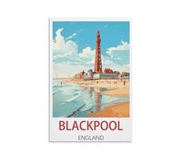 EKMCL Panneaux en étain Rétro Blackpool Angleterre Art mural Plaque décorative Décoration pour la maison Salon Chambres Cafés Bars à café Décoration Cadeaux 30x40cm
