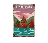 EKMCL Panneaux vintage en métal, parc national des fjords de Kenai, voyage, vintage, amusant, pour bar, club, grotte, maison, cuisine, décoration murale, art rustique, 30 x 40 cm