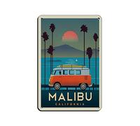EKMCL Panneaux vintage en métal, signes de voyage Malibu, signes en étain vintage drôles pour bar, club, cave, maison, cuisine, décoration murale, signe d'art rustique 20 x 30 cm