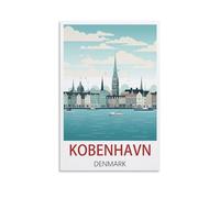 EKMCL Plaque décorative en métal, affiche « Copenhague, Danemark », 20 x 30 cm, pour la maison, l'atelier, le bar, le club, le restaurant ou le café.