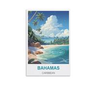 EKMCL Plaque décorative en métal, Bahamas, Caraïbes, style vintage, affiche rétro, impression d'art mural 30x40cm