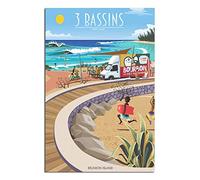 EKMCL Plaque en étain rétro trois bassins Réunion Surf Décoration pour maison Art mural Cuisine Bar Pub Chambre Ferme Garage Vintage Rétro Affiche Plaque 30 * 30cm