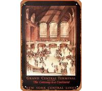 EKMCL Plaque en métal style Grand Central Terminal, décoration murale vintage pour bar, club, cave, maison ou cuisine, style rustique et humoristique, 20 x 30 cm
