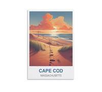 EKMCL Plaque en métal style vintage, affiche décorative rétro, style Cape Cod, Massachusetts, format 20 x 30 cm.