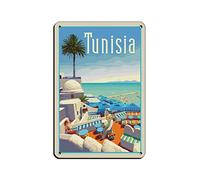 EKMCL Plaque en métal vintage pour voyage en Tunisie, décoration murale humoristique pour bar, club, cave, maison, cuisine, 15 x 30 cm