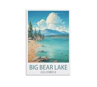 EKMCL Plaque métallique rétro, affiche décorative murale pour la maison, le garage aménagé, un café ou un bar, Big Bear Lake, Californie, 30 x 30 cm