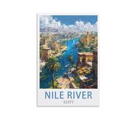 EKMCL Plaque métallique vintage représentant le Nil en Égypte - Affiche de voyage - Décoration murale pour bureau, café, salle de bain ou chambre - 30 x 40 cm